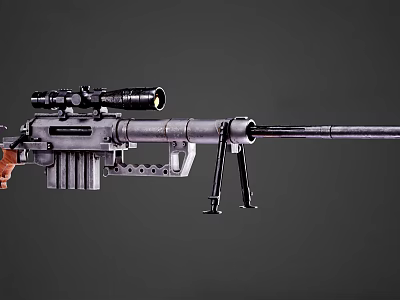 Modern Sniper Rifle With High Power Scope Wooden Stock Magazine And Bipod 3d model