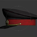Classic Black Military Hat With Red Band And Gold Emblem Design
