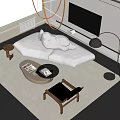 Modern Sofa And Coffee Table Set With TV Floor Lamp And Living Room Rug