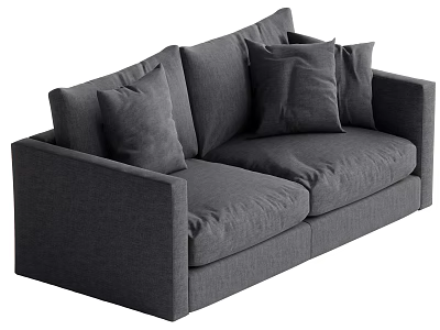 Two Seater Gray Fabric Sofa with Soft Cushions Modern Minimalist Home Design 3d model
