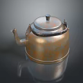 Copper Colored Metallic Kettle With Lid Spout And Handle For Household Use