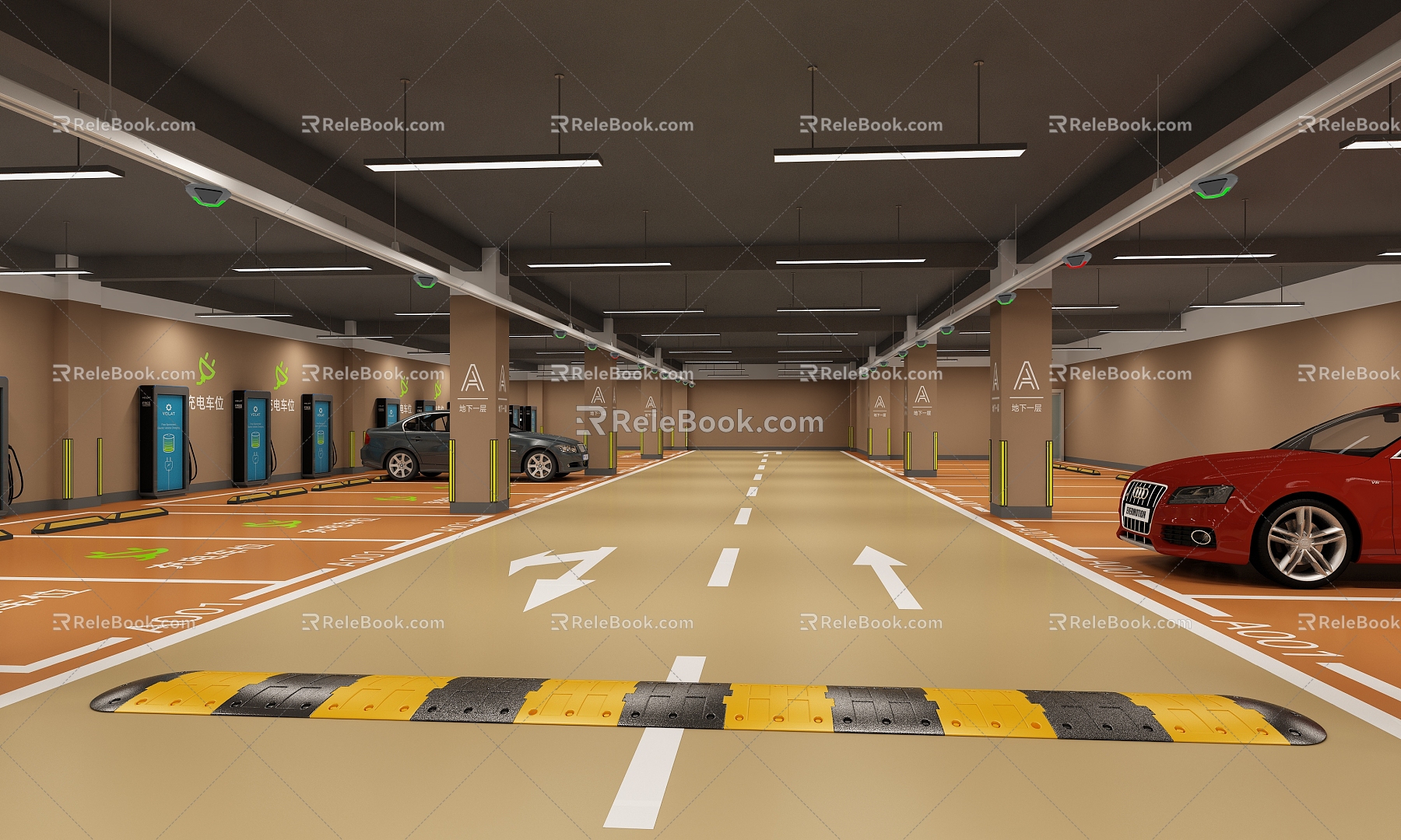 Modern Parking Underground Parking Garage 3d model