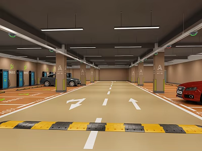 Modern Parking Underground Parking Garage 3d model