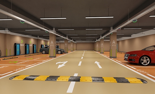 Modern Parking Underground Parking Garage 3d model