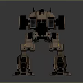 Armored Brown Mech Robot With Mechanical Legs And Sci Fi Combat Design 3d model