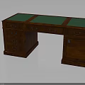 Classic Wooden Office Desk With Green Top Multiple Drawers And Storage Cabinet
