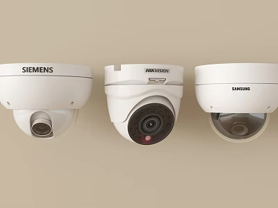 Projection Monitoring White Dome Security Cameras From Siemens Hikvision Samsung Brands 3d model