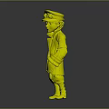 3D Biological Character Standing With Aviator Hat Goggles Orange Coat And Red Armband