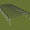Large Scale Industrial Steel Structural Frame With Multiple Support Columns For Factory Construction 3d model