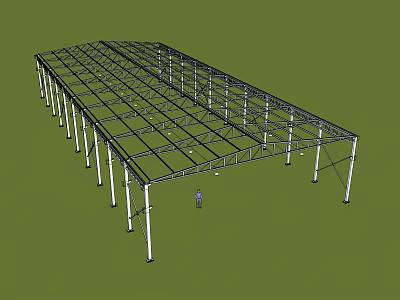 Large Scale Industrial Steel Structural Frame With Multiple Support Columns For Factory Construction 3d model