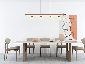 Middle style dining table and chair dining table 3d model