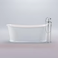 Freestanding White Bathtub with Silver Metal Legs and Simple Modern Design for Bathroom
