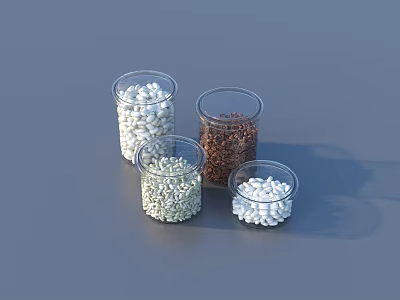 Daily Necessities Transparent Cups With Various Colored Granules For Home Use 3d model