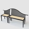Modern Leisure Chairs With Black Frame Vertical Slat Backrest And Light Colored Seat