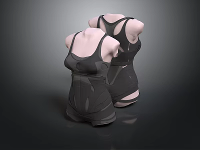 Two Black Sleeveless Vests With Modern Design For Daily Casual Wear 3d model