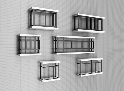 Bay window, casement window, sliding window, balcony window, aluminum alloy window 3d model