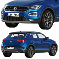 Blue Volkswagen T ROC Front And Rear Views
