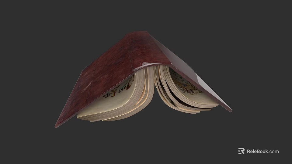 Open Red Cover Book With Detailed Pages And Text Content 3d model 