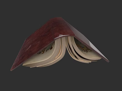 Open Red Cover Book With Detailed Pages And Text Content 3d model