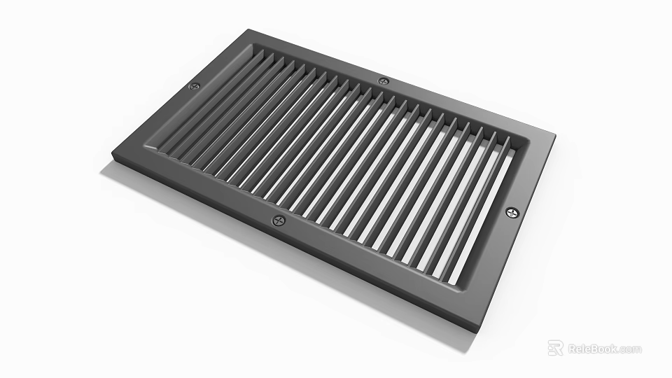 Industrial Metal Grille Equipment For Ventilation With Rectangular Design And Screw Fastening 3d model 