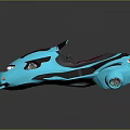 Turquoise Futuristic Toy Car With Black Stripes Red Seat And Tooth Like Front Design