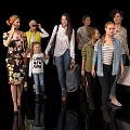 Women Walking With Girl Holding Women Equal Year Sign Carrying Shopping Bags On Black Background