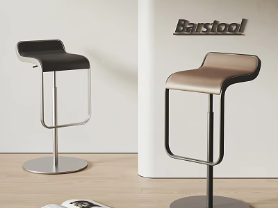 Modern Black And Brown Leather Barstools With Sleek Metal Frames For Home Interior 3d model