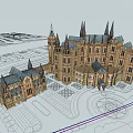 Grand Gothic Style Office Building With Spires Arched Windows And Stone Exterior