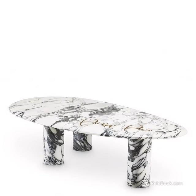 Modern Marble Bar Counter With Oval Top And Stylish Marble Legs 3d model 