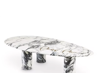 Modern Marble Bar Counter With Oval Top And Stylish Marble Legs 3d model