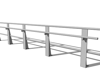 Modern Metal Railing Design With Horizontal Bars And Support Posts For Outdoor Safety 3d model