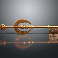 Golden Decorative Key With Intricate Patterns And Reflective Surface For Home Use