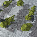 Garden Stepping Stones Path With Green Moss And Natural Stone Landscape