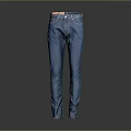 Men's Blue Straight Leg Jeans With Orange Belt And Stylish Casual Design