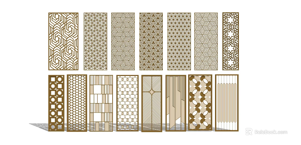 Modern Room Divider Designs With Decorative Geometric Patterns And Laser Cut Details 3d model