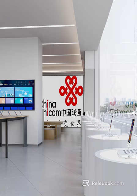 China Unicom Retail Store With Displayed Mobile Devices And Modern Interior Design 3d model 