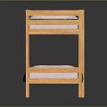 Light Wood Bunk Bed with Safety Guardrails Ladder and Gray Mattresses