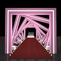 Pink Arch Event Entrance With LED Strip Lights Red Carpet And White Base Decorations
