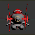 Silver And Red Streamlined Spacecraft With Aerodynamic Structure For Cosmic Exploration