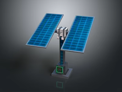 Dual Blue Solar Panels Mounting System With Base For Computer Power Supply 3d model