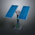 Dual Blue Solar Panels Mounting System With Base For Computer Power Supply 3d model