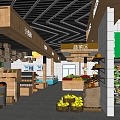 Modern Shopping Mall Supermarket Vegetable Market Fruit and Vegetable Area 3d model