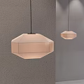 Two Modern Geometric Pendant Lights Hanging On Gray Wall Interior Design 3d model