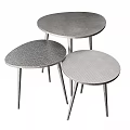 Modern Nesting Side Tables with Grey Metal Textured Tops and Sleek Thin Legs