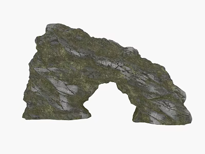 Garden Rockery Stone With Arch Shape And Mossy Natural Texture Design 3d model