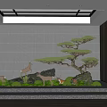 Indoor Landscape Design with Pine Tree Deer Statues Rockery and Decorative Sculptures