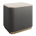 Modern Dark Gray Bedside Table With Vertical Striped Texture Light Top Gold Handle And Base 3d model