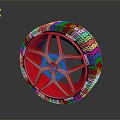 Stylish Red And Silver Car Wheel Rim With Black Tire For Automotive Parts