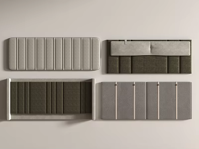 Modern Upholstered Headboards In Gray And Green With Striped Patterns And Stitched Details 3d model