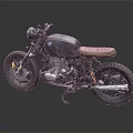 Vintage BMW Custom Motorcycle With Black Body And Brown Leather Seat